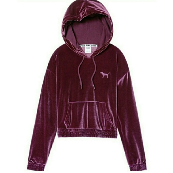 PINK Victoria's Secret Sweaters - PINK Velvet Crop Hoodie